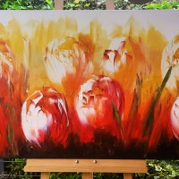 Zeer groot bloemenschilderij